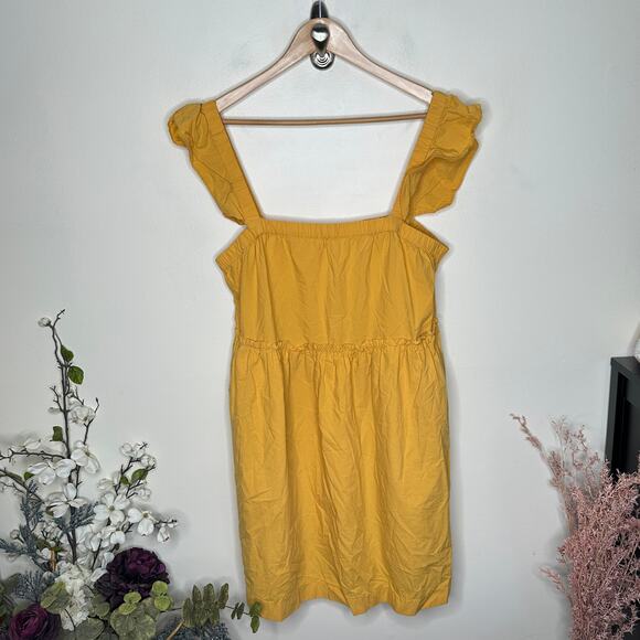 MADEWELL Flutter-Sleeve Square-Neck Mini Dress Autumn Wheat Yellow Sz XL {RR18} - Picture 4 of 8
